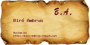 Biró Ambrus névjegykártya